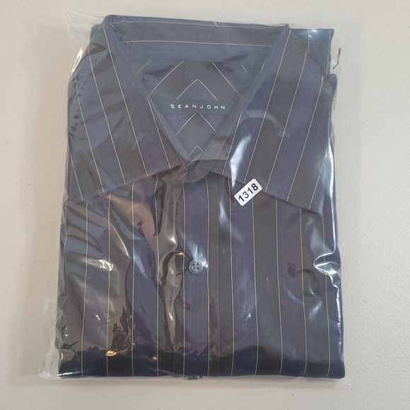 Sean John Mens Shirt Size  16 5   -32/33 Long Sleeve Striped Button Up - Picture 11 of 11